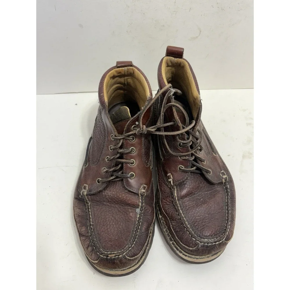 L.L. Bean Allagash Chukka Boots Mens 12 EE Hand Sewn Bison Brown Lace Up Leather